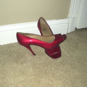 Stuart Weitzman Red Peep Toe Pump